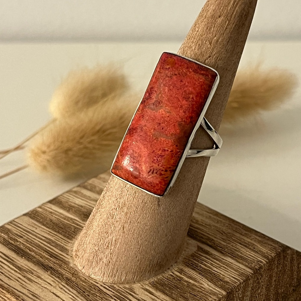 Solid 925 Sterling Silver Orange Sponge Coral Sta… - image 8